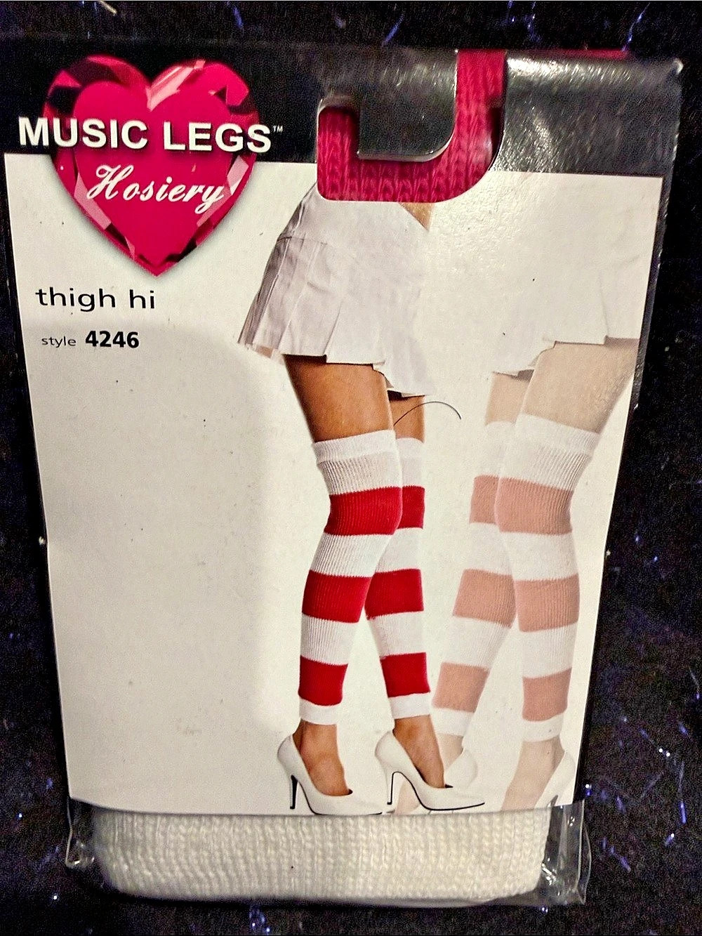 Music Legs Acrylic Leg Warmer Striped White & Red